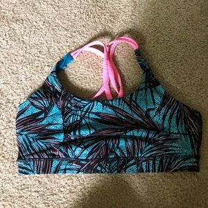 lululemon sports bra blue pink floral
